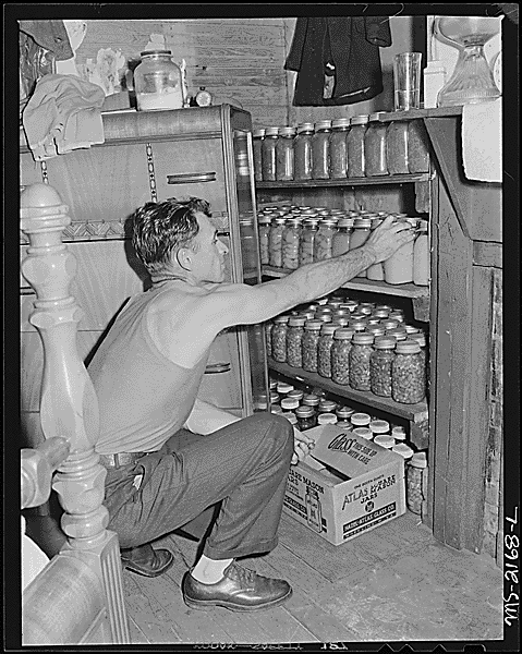 &quot;Andrew Broughton with some of the 315 quarts of fruits and vegetables which his wife canned this summer. Fox Ridge Mining Company, Inc., Hanby Mine, Arjay, Bell Co, Kentucky., 08/31/1946&quot;  From the National Archives, Records of the Solid Fuels Administration for War 1937-1948, Report of the Medical Survey of the Bituminous Coal Industry 1946-1947. National Archives Identifier 541153  <a href="http://research.archives.gov/description/541153">http://research.archives.gov/description/541153</a>