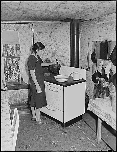 &quot;Mrs. Hilbert Bargo, wife of miner, in the kitchen of their three room house which they rent for $6 monthly. Big Jim Coal Company, Big Jim Mine, Blanche, Bell County, Kentucky., 09/04/1946&quot;  From the National Archives, Records of the Solid Fuels Administration for War 1937-1948, Report of the Medical Survey of the Bituminous Coal Industry 1946-1947. National Archives Identifier 541176  <a href="http://research.archives.gov/description/541176">http://research.archives.gov/description/541176</a>